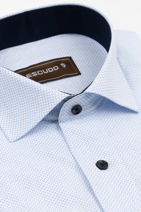 Camasa barbati slim fit alba cu imprimeu albastru 2XL [3]