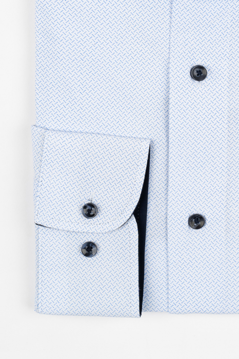 Camasa barbati slim fit alba cu imprimeu albastru 2XL [2]