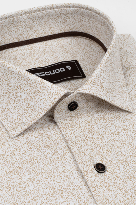 Camasa barbati regular fit alba cu imprimeu maro-auriu CONFORT - 2XL [3]