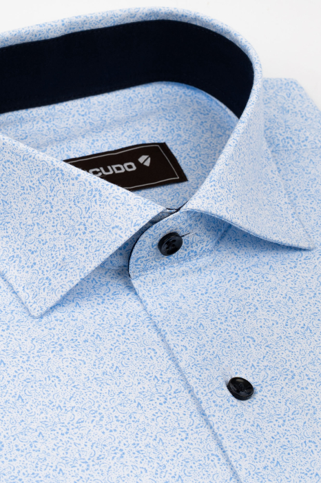 Camasa barbati slim fit alba cu imprimeu bleu CONFORT [3]