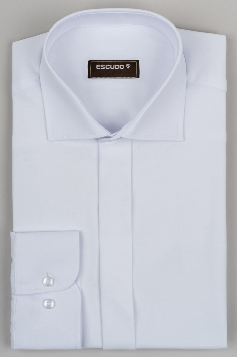Camasa barbati regular fit alba cu nasturi ascunsi 2XL [1]