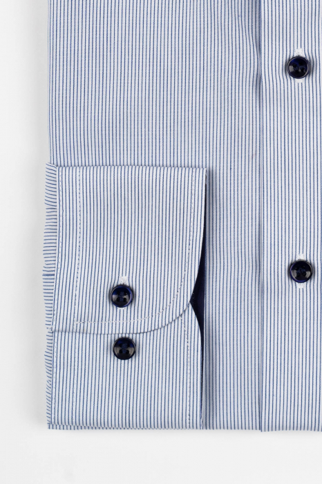Camasa barbati slim fit alba cu dungi fine albastre [2]