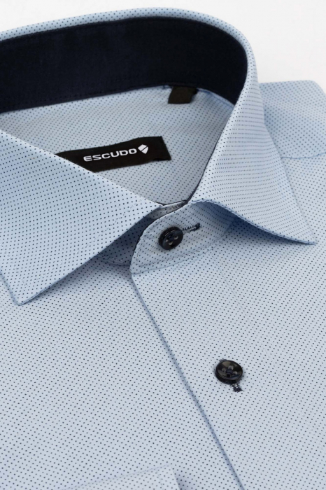 Camasa barbati regular fit bleu cu imprimeu bleumarin [3]