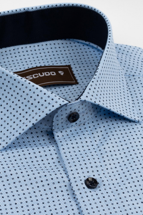 Camasa barbati regular fit bleu cu imprimeu bleumarin [3]