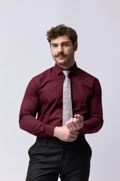 Camasa barbati regular fit burgund 2XL [3]