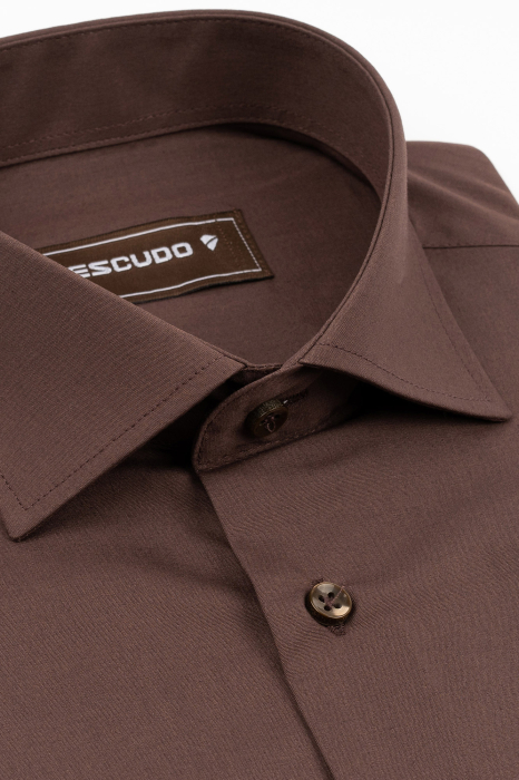 Camasa barbati regular fit maro 2XL [3]
