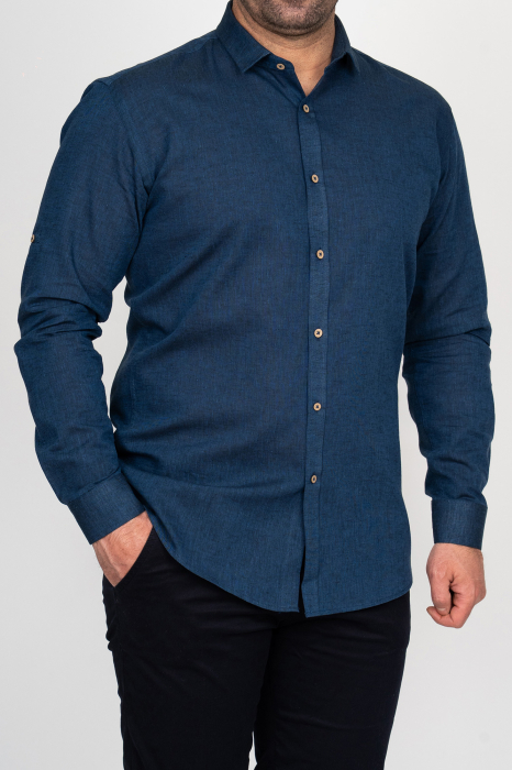 Camasa barbati slim fit dark-navy din in PREMIUM [2]