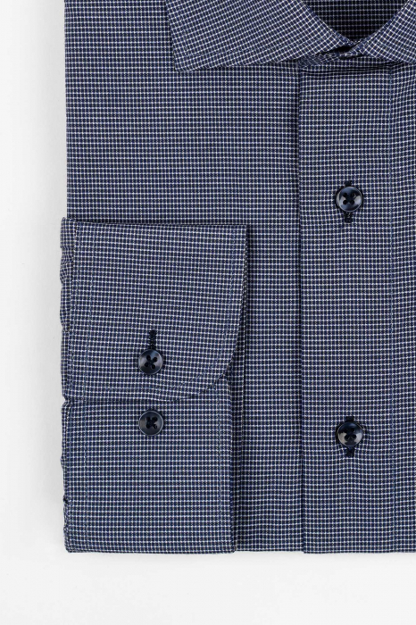 Camasa barbati regular fit bleumarin cu carouri mici albe 2XL - 4XL [2]