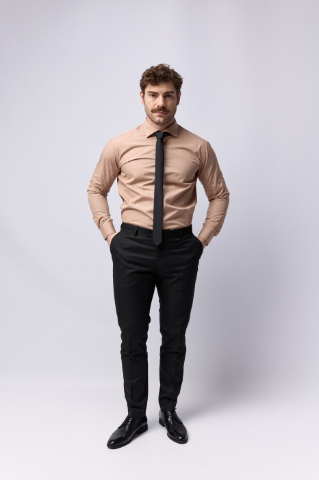 Camasa barbati regular fit maro-deschis 2XL [4]