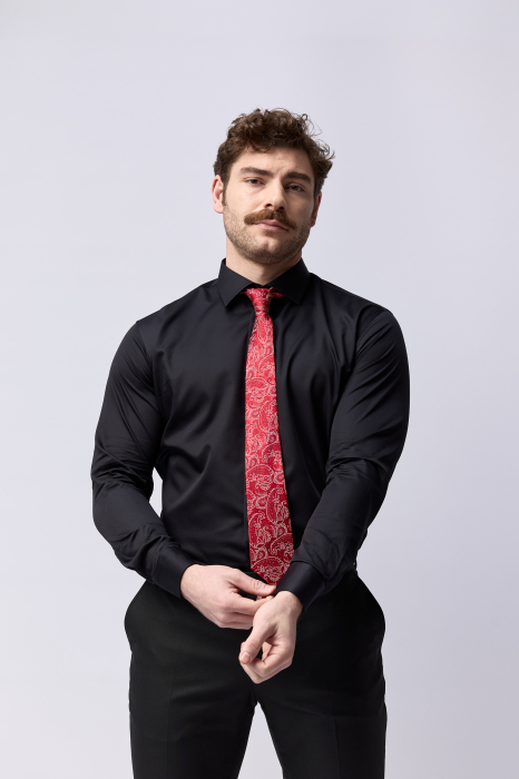 Camasa barbati regular fit neagră - NON-IRON [2]