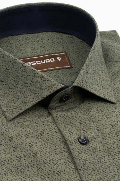 Camasa barbati regular fit verde cu imprimeu bleumarin [3]