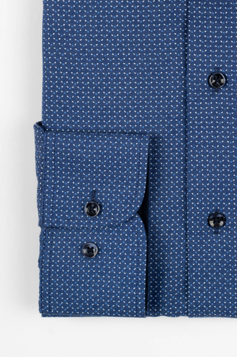 Camasa barbati regular fit albastra cu imprimeu alb si bleu [2]