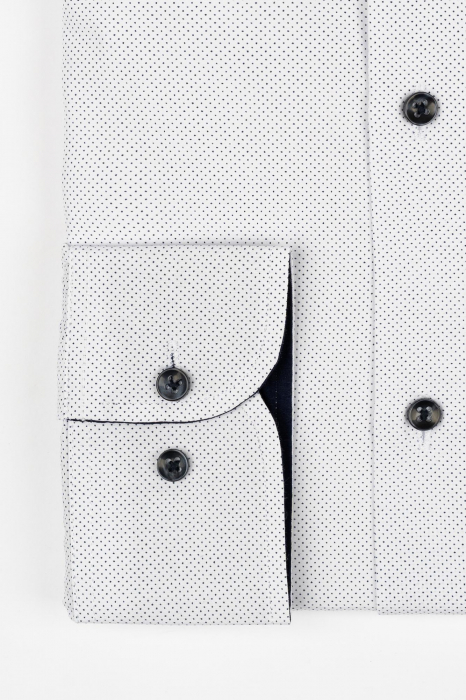 Camasa barbati slim alba cu buline bleumarin 2XL [3]