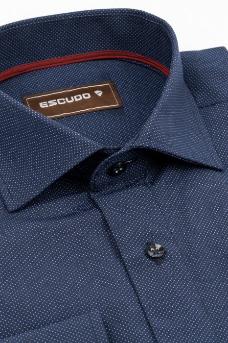 Camasa barbati slim bleumarin cu imprimeu bleu 2XL [2]