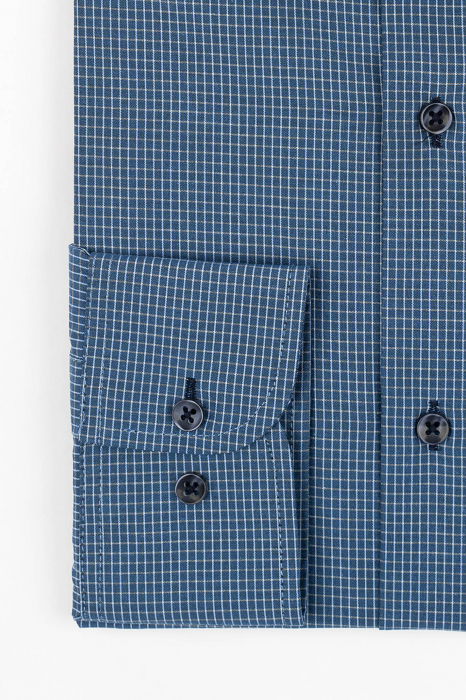 Camasa barbati regular fit albastra cu caro bleu si bej [2]
