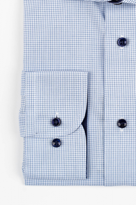 Camasa barbati regular fit alba cu caro bleu si albastru - 2XL [2]
