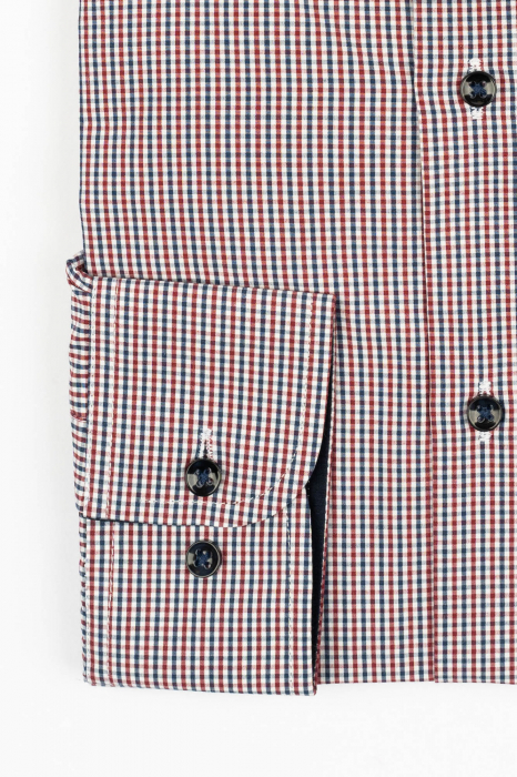 Camasa barbati slim fit alba cu caro rosii si albastre [2]