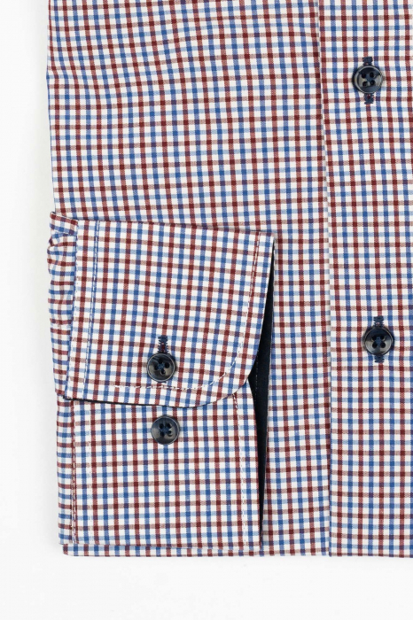 Camasa barbati slim fit alba cu caro rosii si albastre [2]