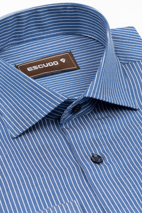 Camasa barbati slim fit albastra cu dungi albe [3]