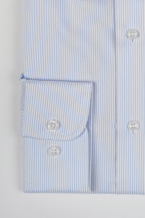 Camasa barbati slim fit alba cu dungi fine bleu NON IRON 2XL [2]
