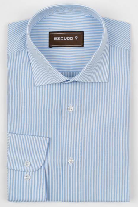 Camasa barbati slim fit alba cu dungi bleu 2XL [1]
