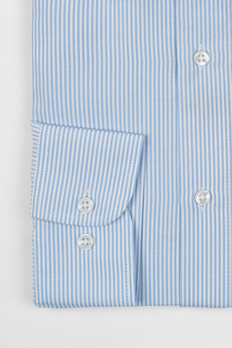 Camasa barbati slim fit alba cu dungi bleu 2XL [2]