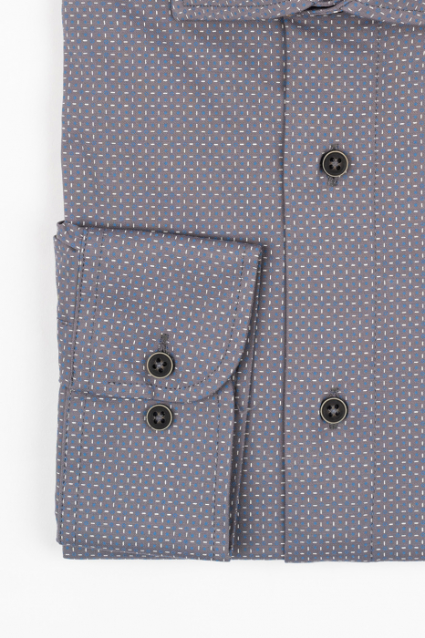 Camasa barbati regular fit gri cu imprimeu albastru si alb 2XL CONFORT [2]