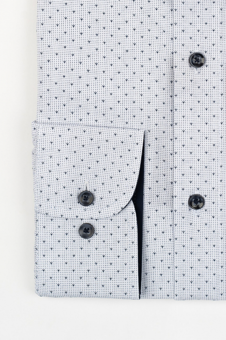 Camasa barbati slim  fit alba cu imprimeu bleumarin si maro 2XL [2]
