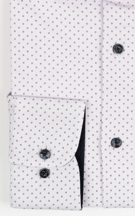 Camasa barbati slim fit alba cu imprimeu bleumarin si insertie bleu CONFORT [2]