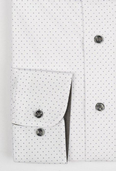 Camasa barbati slim fit alba cu imprimeu gri si insertie CONFORT [3]