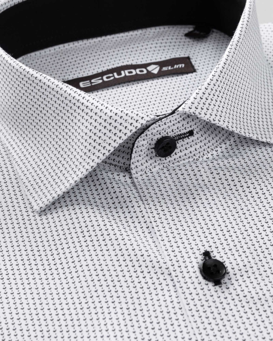 Camasa barbati slim fit alba cu imprimeuri [2]