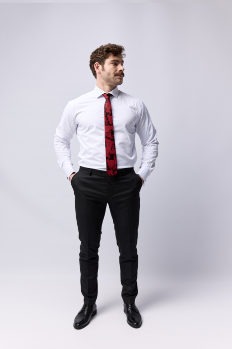 Camasa barbati slim fit alba cu manseta pentru butoni si nasturi ascunsi CONFORT [6]