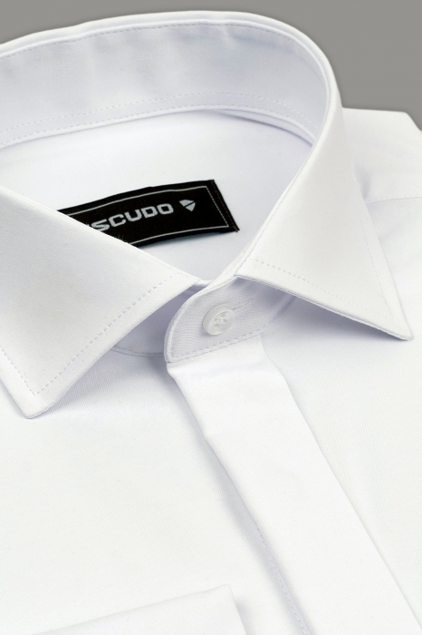 Camasa barbati slim fit alba cu manseta pentru butoni si nasturi ascunsi CONFORT [3]