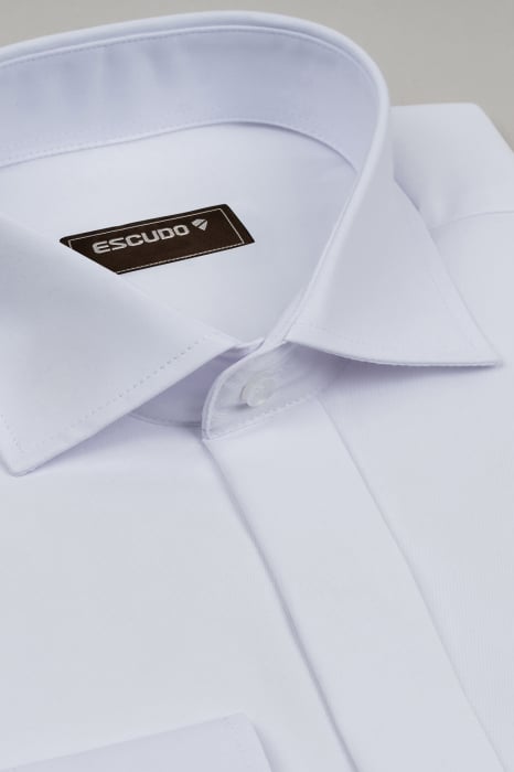 Camasa barbati slim fit alba cu nasturi ascunsi CONFORT [3]
