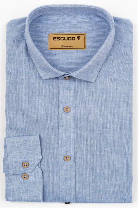 Camasa barbati slim fit albastra din in PREMIUM 2XL [3]