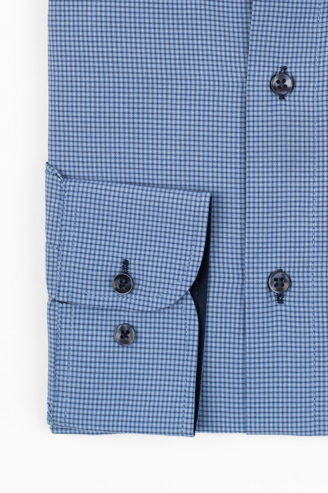 Camasa barbati regular fit albastra cu caro alb si bleumarin 2XL [2]