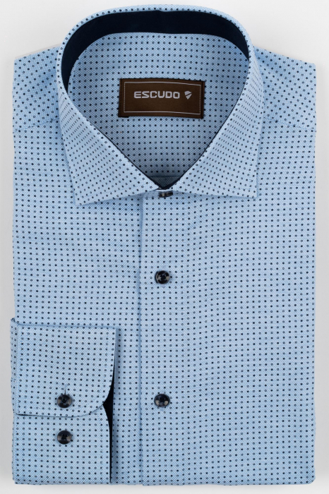 Camasa barbati slim fit bleu cu imprimeu bleumarin [3]