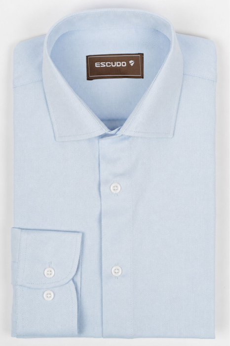 Camasa barbati slim fit bleu Oxford [4]