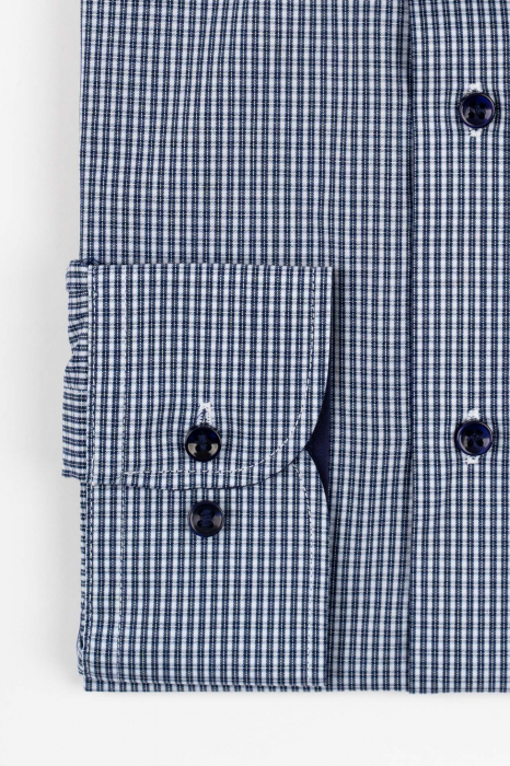 Camasa barbati regular fit alba cu caro bleumarin - 2XL [2]