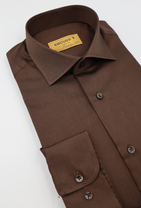 Camasa barbati regular fit maro PREMIUM [3]