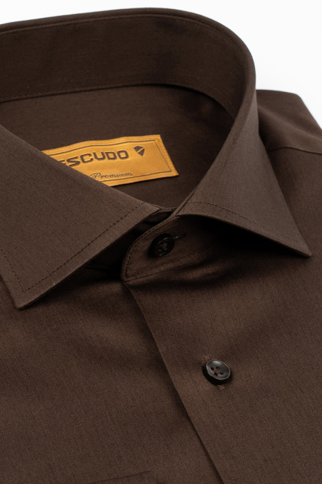 Camasa barbati slim fit maro PREMIUM [3]