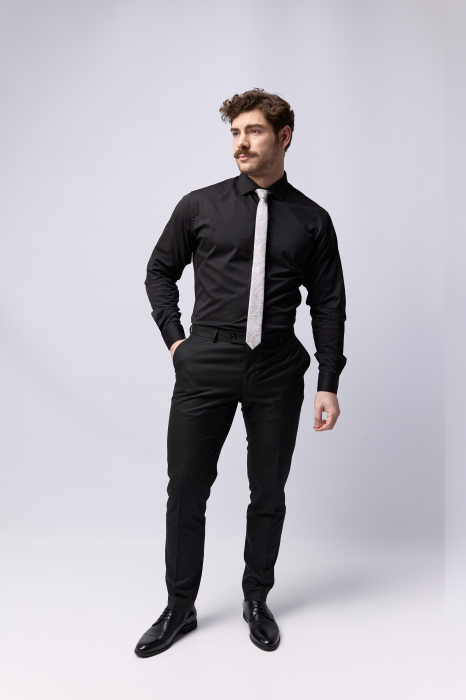 Camasa barbati slim fit neagra cu lycra 2XL [6]