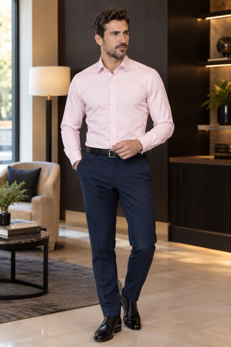 Camasa barbati slim fit roz PREMIUM [3]