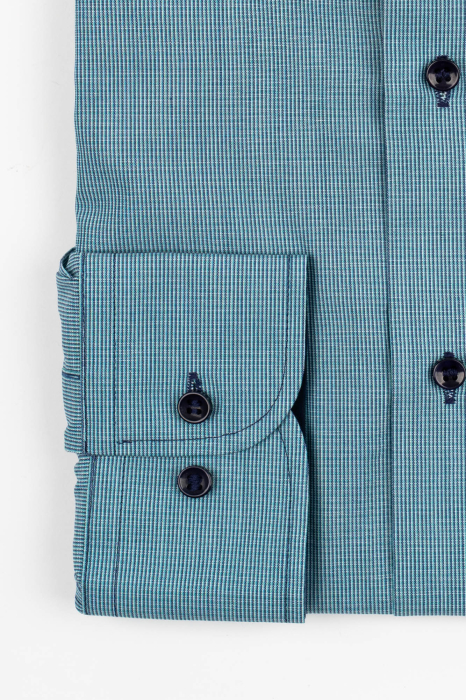 Camasa barbati slim fit turcoaz cu dungi fine bleumarin [2]