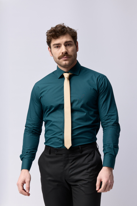 Camasa barbati slim fit verde-închis [2]