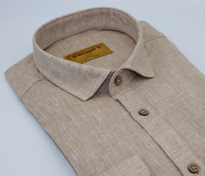 Camasa bej slim fit din in pentru barbati [3]