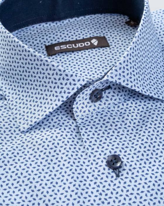 Camasa bleu cu imprimeuri bleumarin slim fit [2]