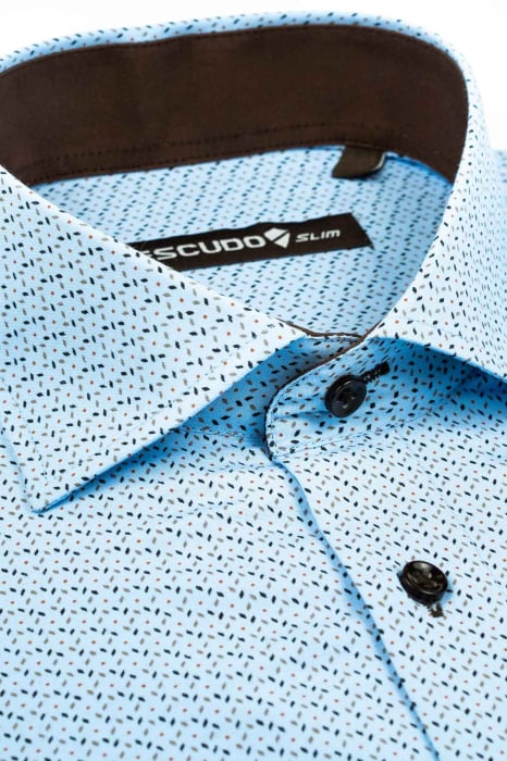 Camasa bleu slim fit cu imprimeuri [2]
