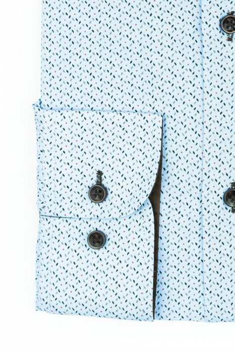 Camasa bleu slim fit cu imprimeuri [3]