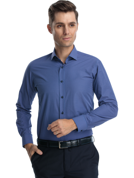 Camasa bleumarin cu caro mov slim fit [2]
